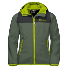 Jack Wolfskin Softshell Jacket Fourwinds (wind & water repellent) thyme green Kids